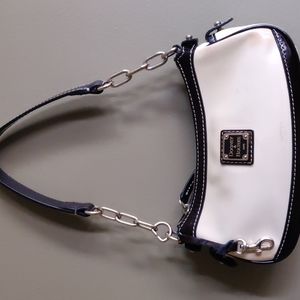 Dooney & Bourke rare patent leather creme/brown shoulder small handbag